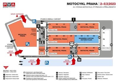 Plán výstaviště Motocykl Praha 2023